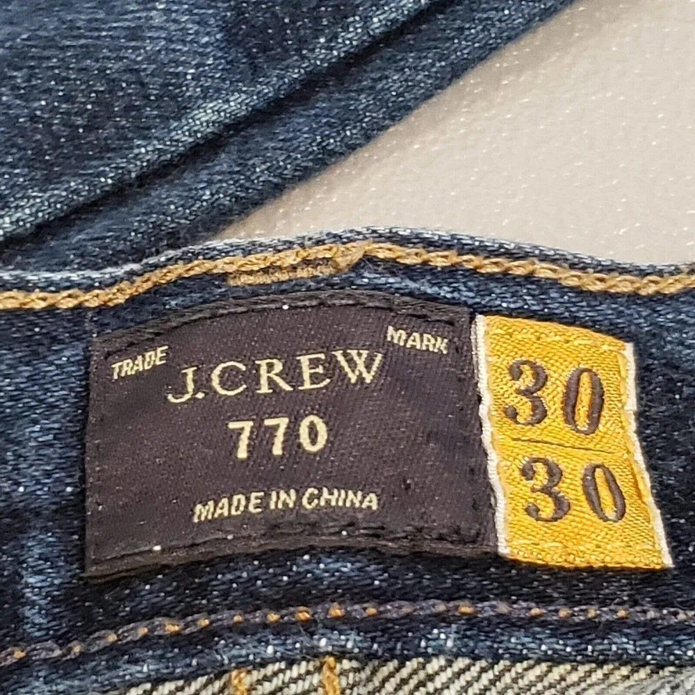 J Crew 770 Kaihara Denim Jeans Mens Size 30X30 Slim Straight Leg Dark Blue Wash